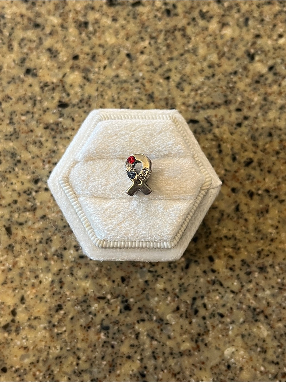 Silver Ribbon Charm with Red and Clear Stones - Women Jewelry